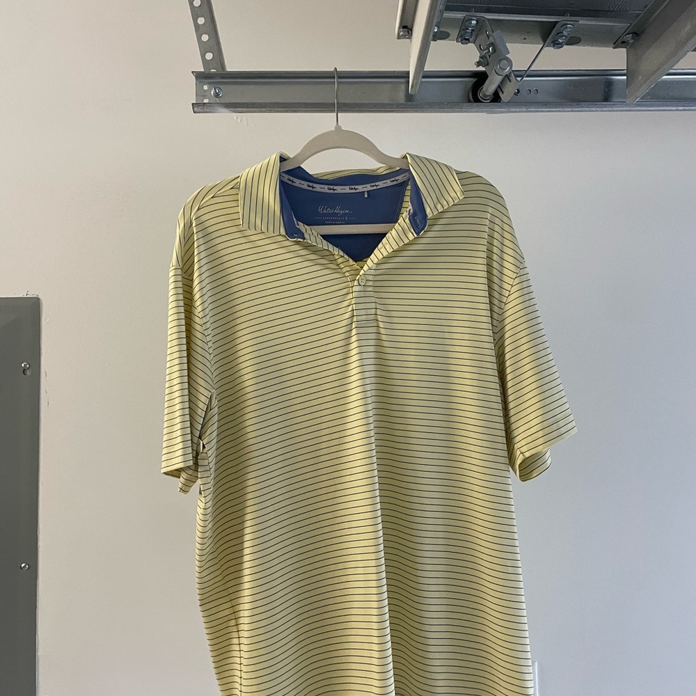 Men's Walter Hagen Yellow Stripe Polo Shirt